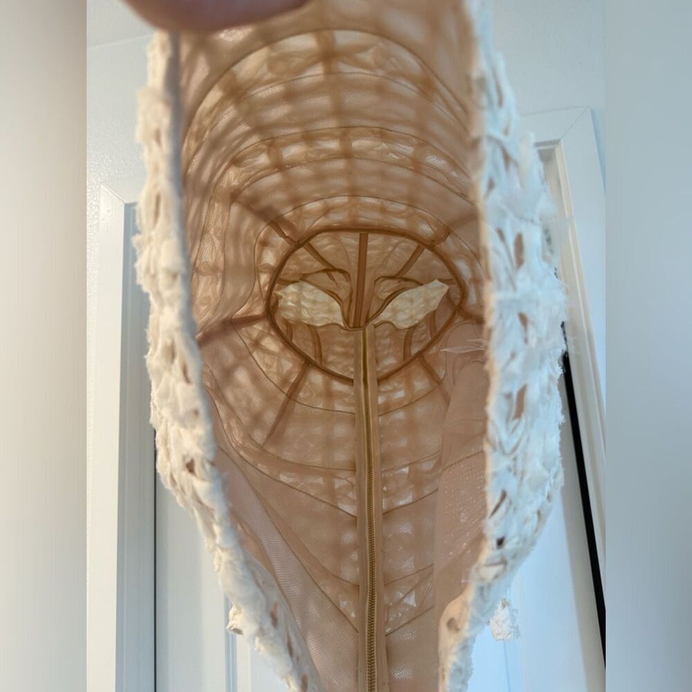 NWOT BRONX AND BANCO CASEY BEIGE MINI DRESS, wedding bridal long sleeve dress - Picture 14 of 16